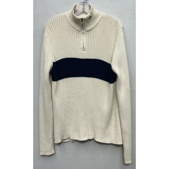 Vintage Polo Jeans Co Ralph Lauren sweater Men’s Large Ribbed 1/4 Zip Flag Logo - Picture 2 of 6